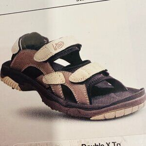 Womens Bite Leather Golf Sandals Double X TG Woodhorn Tan & Black #8103A Size 9